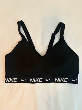 Nike Black Logo Band Padded Sports Bra
